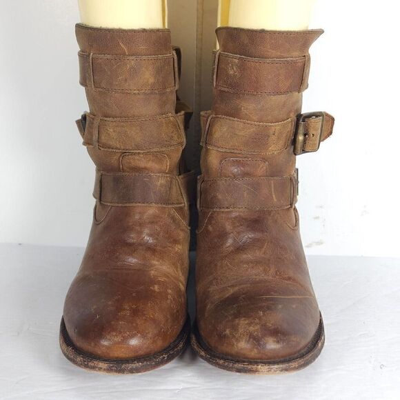 Freebird by Steven Rollin US9 Brown Distressed Leather Strappy Ankle Boots - Picture 4 of 15